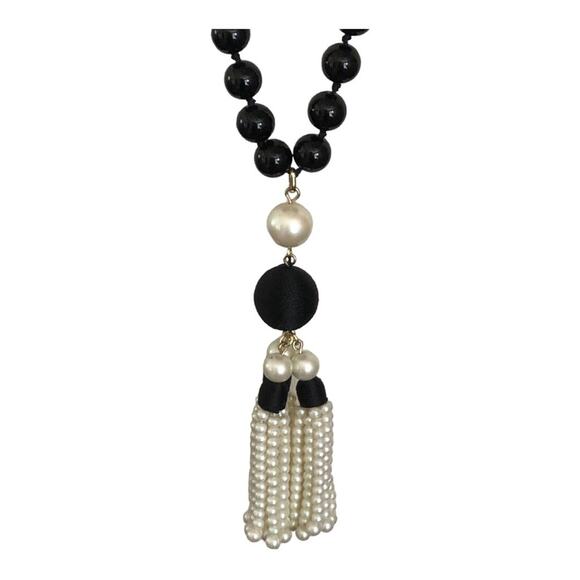 Vintage Amy Taylor Marked Black Beaded Pearly Black Pendant Necklace EUC - Picture 7 of 15